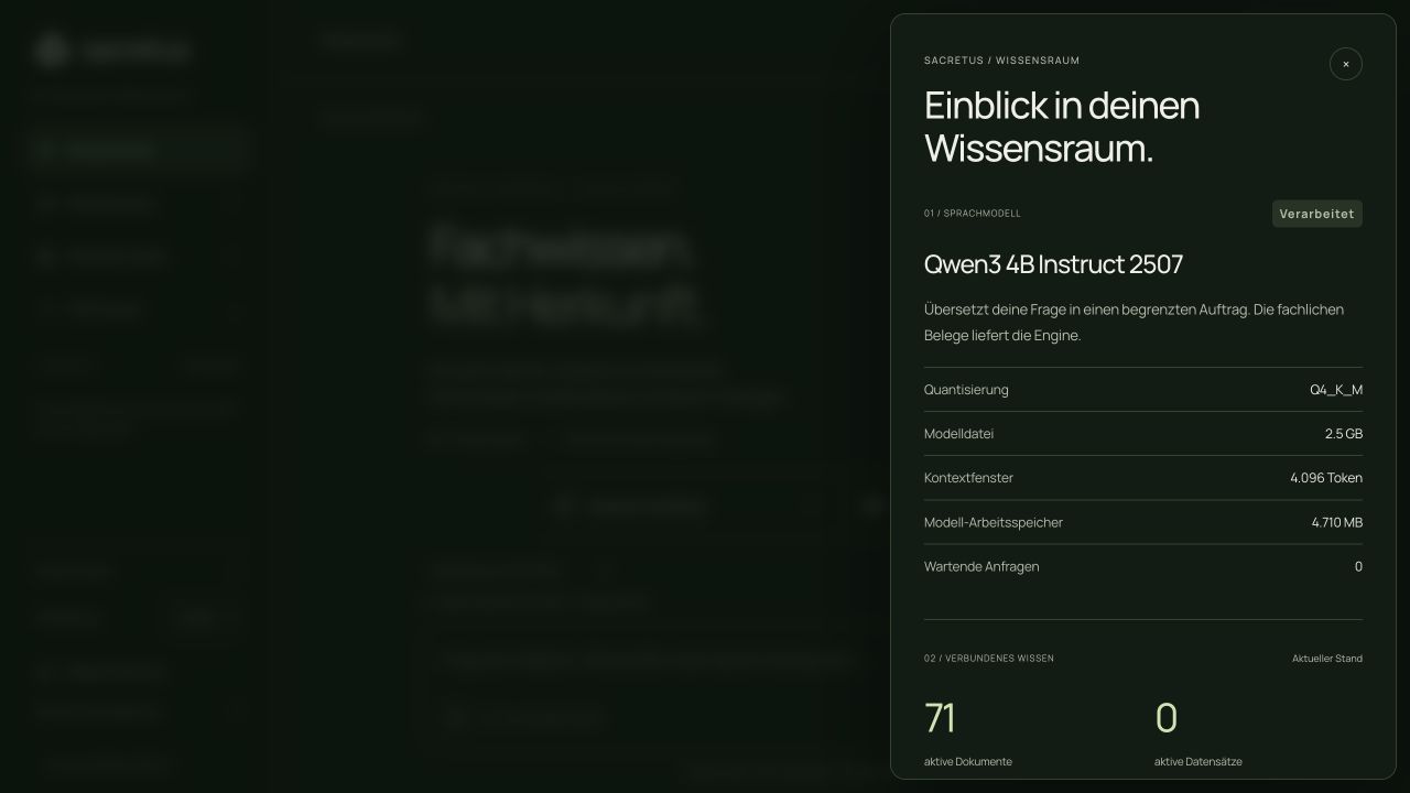 Systemeinblick mit lokalem Modell und Wissensbestand.