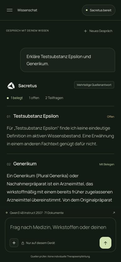 Mobile Ansicht des Sacretus-Wissenschats.