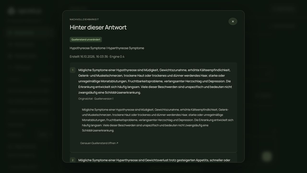 Belegansicht mit Originalzitat, Quellenversion und der Kennzeichnung Quellenstand unverändert.